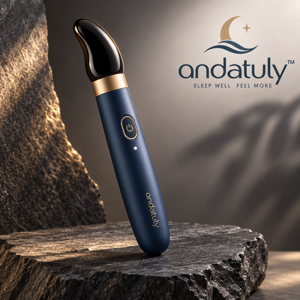 andatuly™ MoonDrop Volcanic Obsidian Heated Eye Massager Wand