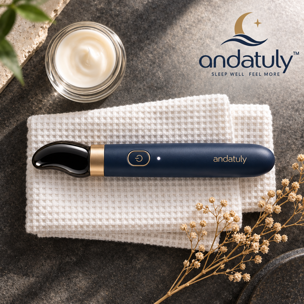 andatuly™ MoonDrop Volcanic Obsidian Heated Eye Massager Wand