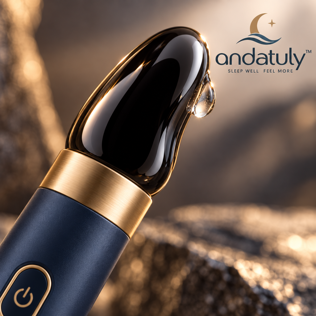 andatuly™ MoonDrop Volcanic Obsidian Heated Eye Massager Wand