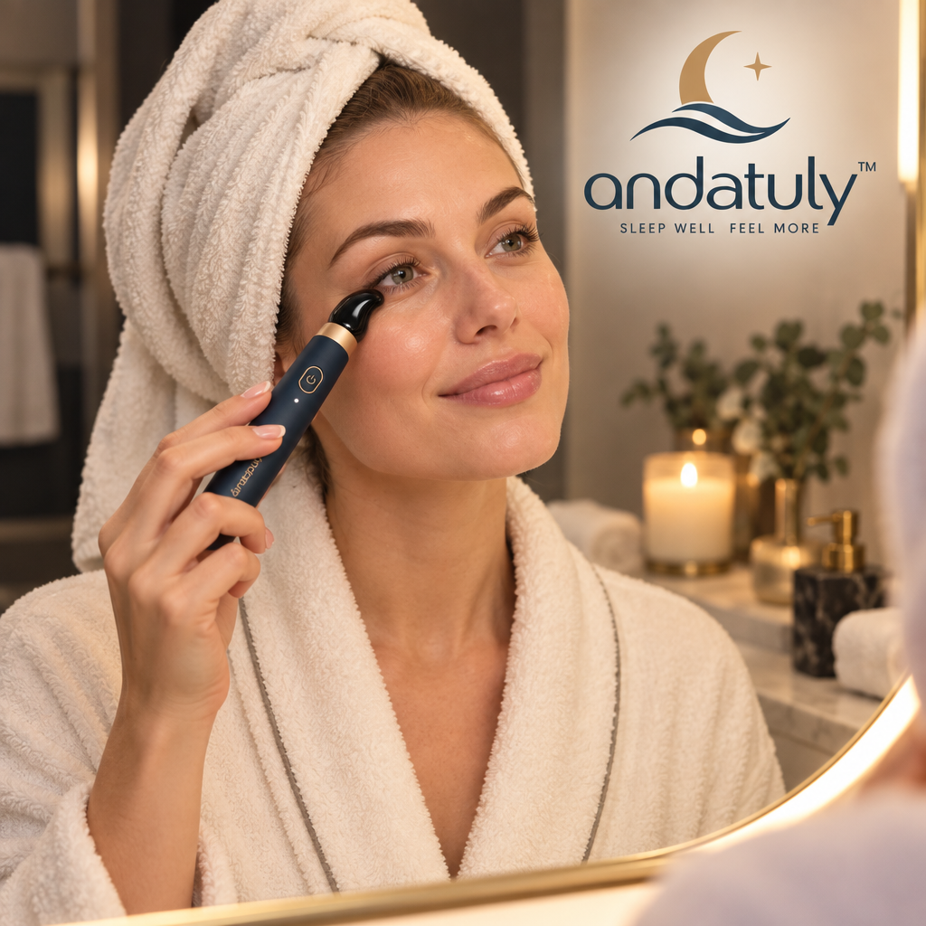 andatuly™ MoonDrop Volcanic Obsidian Heated Eye Massager Wand