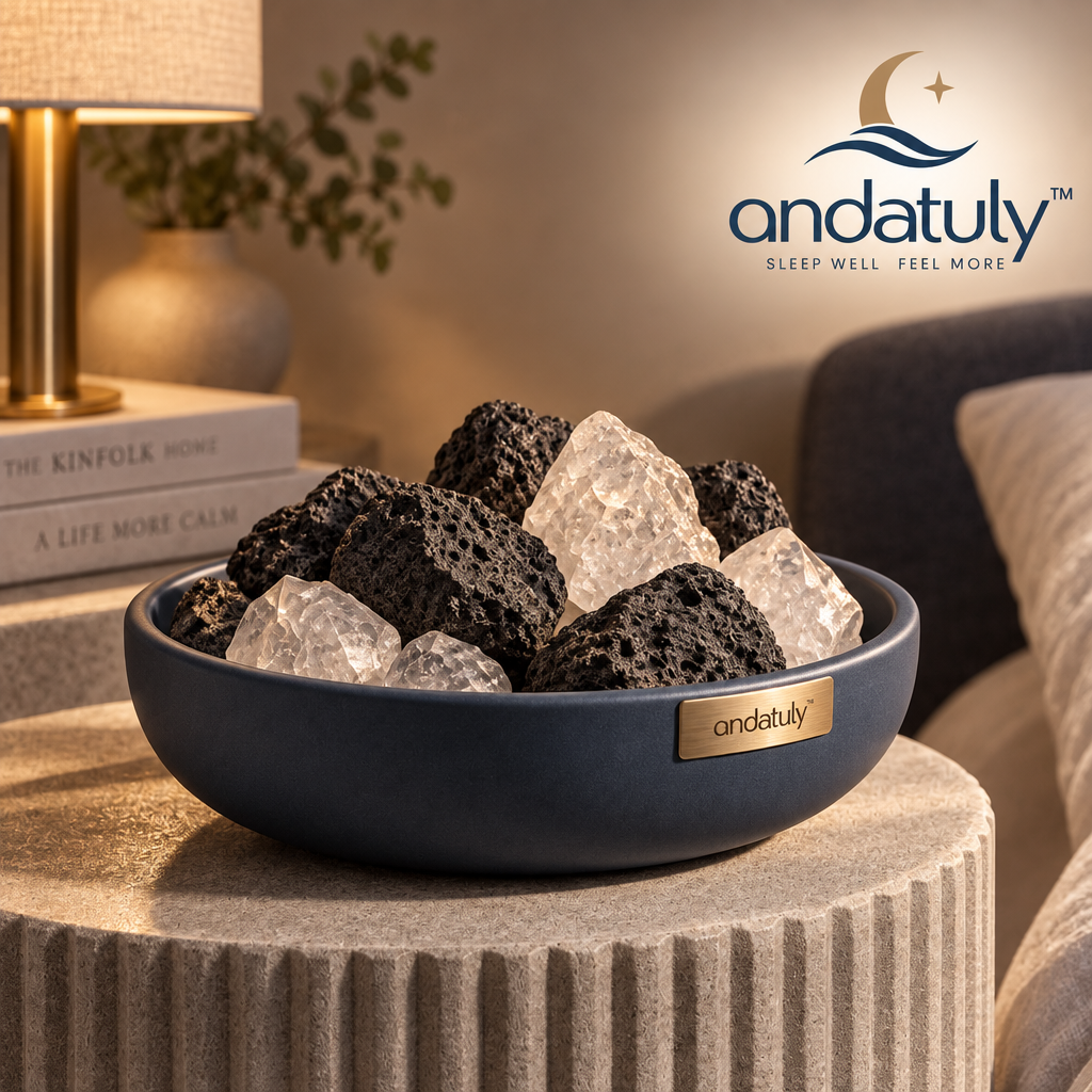 andatuly™ MoonBasin Volcanic Lava & White Crystal Bedside Passive Diffuser