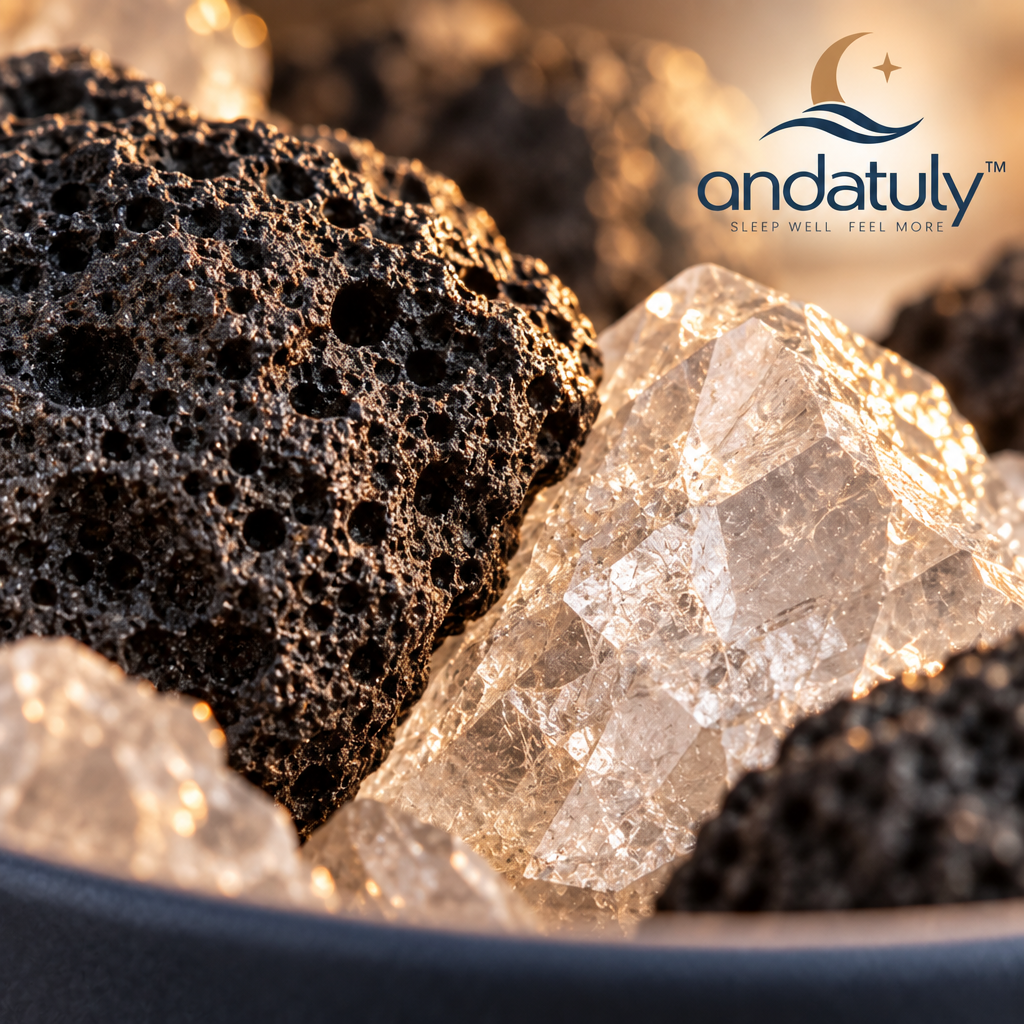andatuly™ MoonBasin Volcanic Lava & White Crystal Bedside Passive Diffuser
