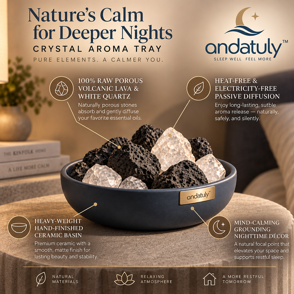 andatuly™ MoonBasin Volcanic Lava & White Crystal Bedside Passive Diffuser