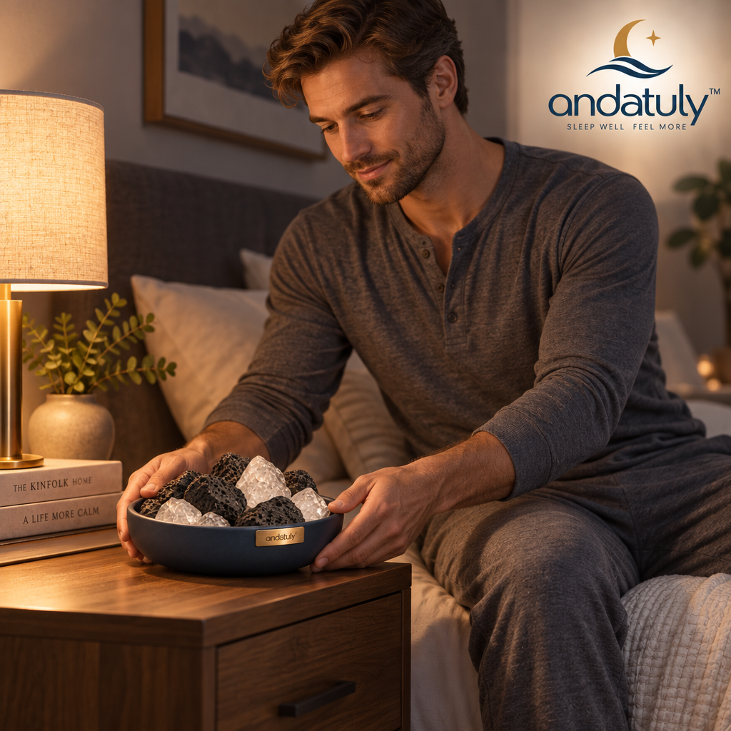 andatuly™ MoonBasin Volcanic Lava & White Crystal Bedside Passive Diffuser