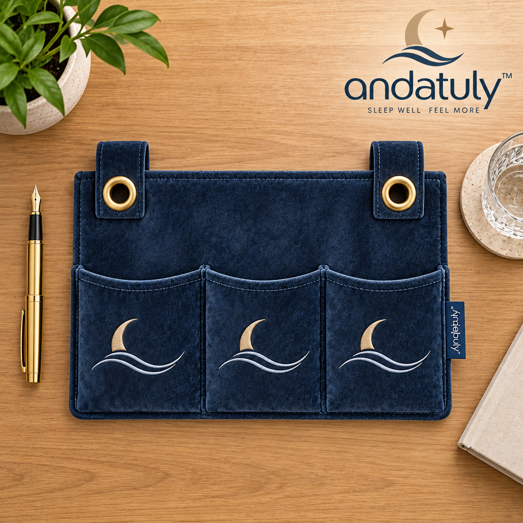 andatuly™ MoonDaze Bedside Velvet Storage Caddy & Wall Drape