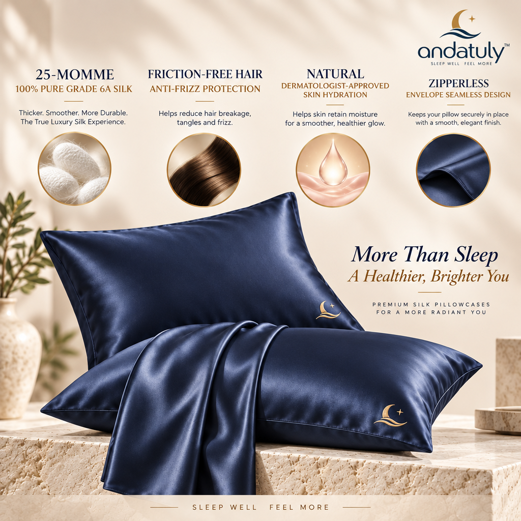 andatuly™ DreamSilk 100% Mulberry Silk Envelope Pillowcase Pair